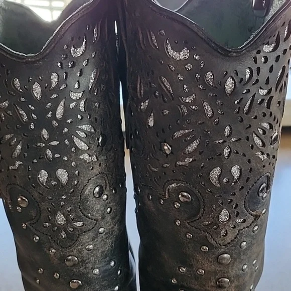 Women's Corral Fango Antiqued Studded & Silver Inlay Boots Size 9.5M - Picture 7 of 16